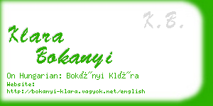 klara bokanyi business card